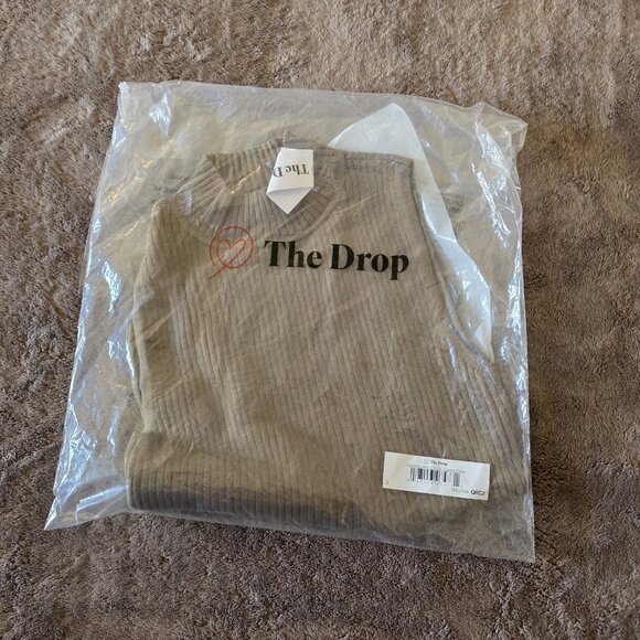 The Drop Karolina Sleeveless High Mock Neck Ribbed Sweater Tank Top Olive Small - Picture 4 of 15